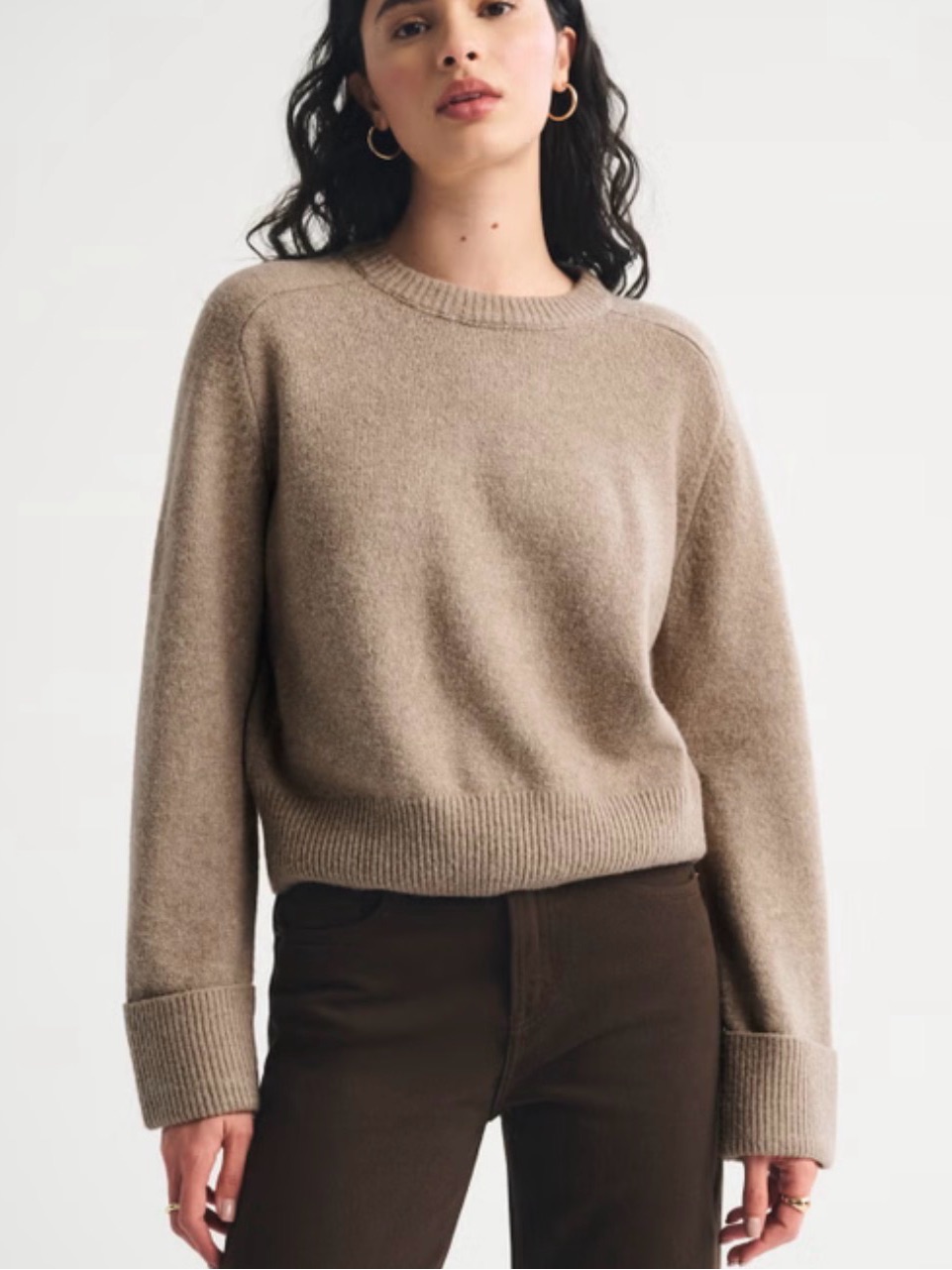 Abercrombie & Fitch Madeline Crew Sweater In Light Brown